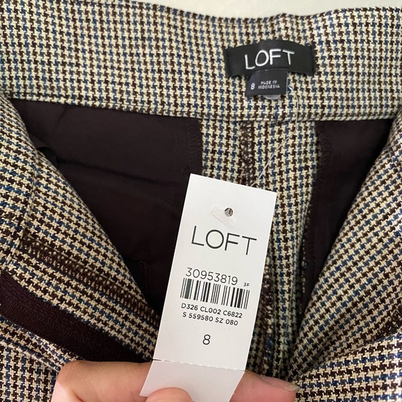 NWT Loft Wide Leg Crop Pants in Houndstooth sz 8 - Picture 8 of 12
